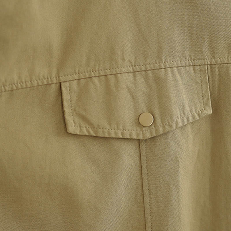 Buddha Stones Giacca da donna in cotone a maniche lunghe con bottoni e risvolto in tinta unita, dal design semplice - image 18