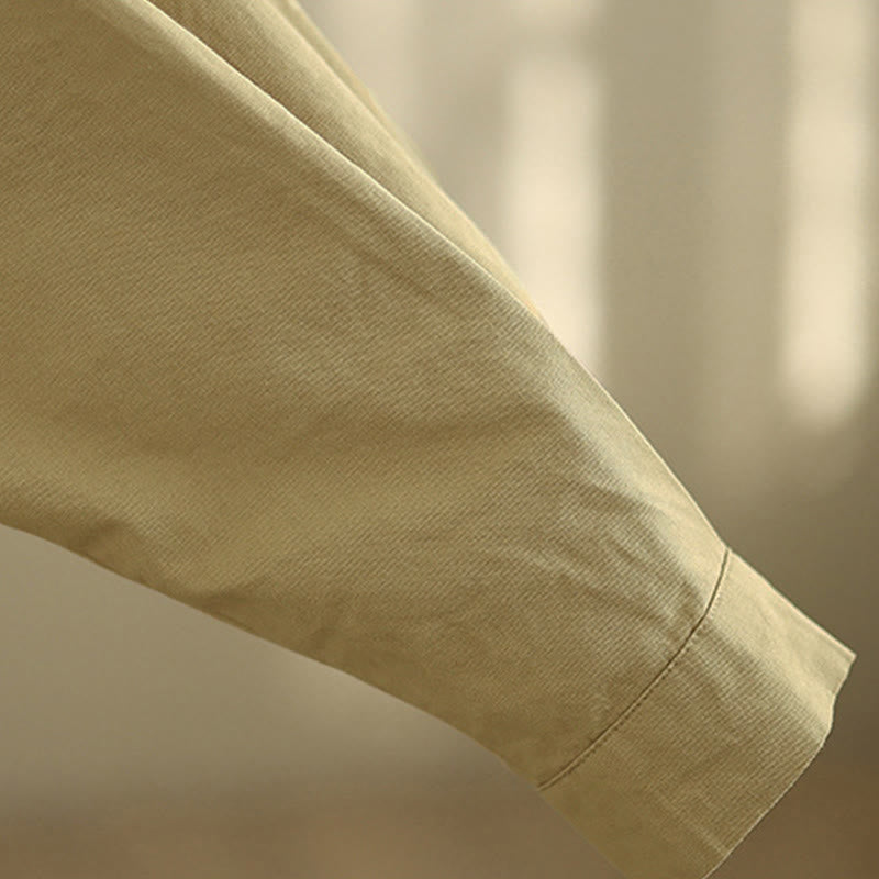 Buddha Stones Giacca da donna in cotone a maniche lunghe con bottoni e risvolto in tinta unita, dal design semplice - image 20