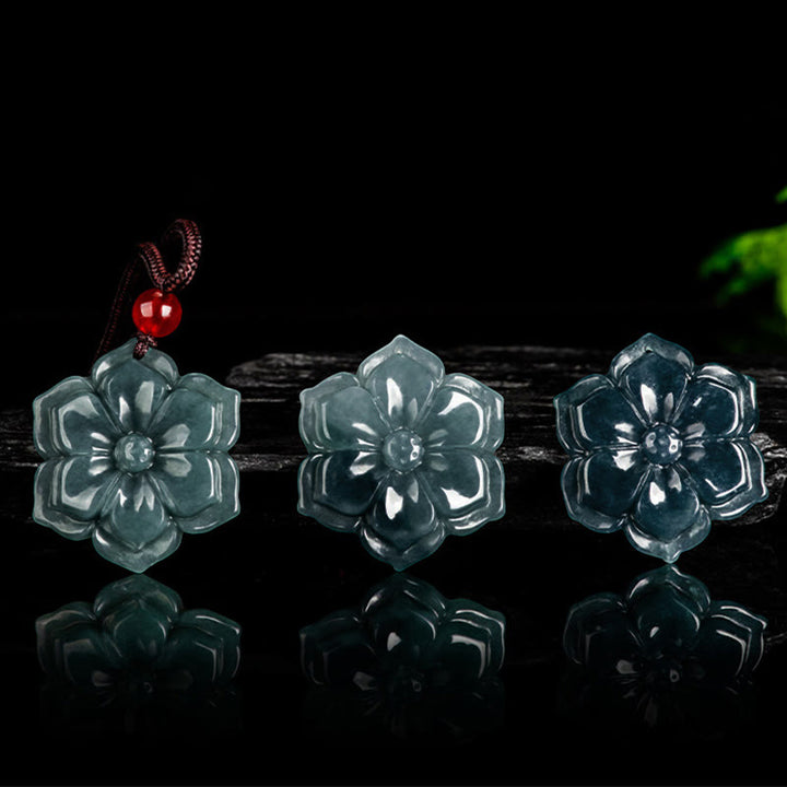 Buddha Stones Collana con pendenti della prosperità in giada con fiori di pesco - image 8