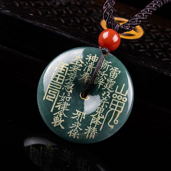 Buddha Stones Collana con ciondolo in giada e fibbia della fortuna "I fantasmi della montagna spendono soldi" - image 2