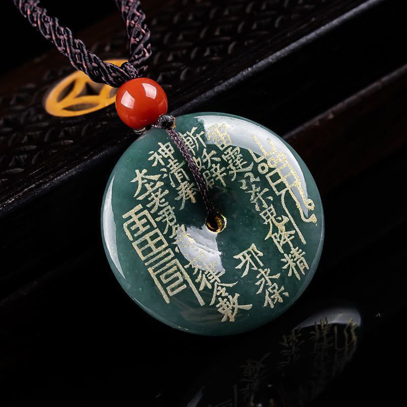 Buddha Stones Collana con ciondolo in giada e fibbia della fortuna "I fantasmi della montagna spendono soldi" - image 1