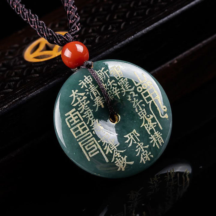 Buddha Stones Collana con ciondolo in giada e fibbia della fortuna "I fantasmi della montagna spendono soldi" - image 1