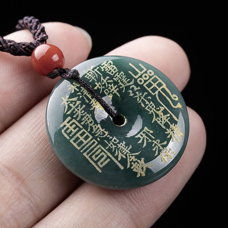 Buddha Stones Collana con ciondolo in giada e fibbia della fortuna "I fantasmi della montagna spendono soldi" - image 4