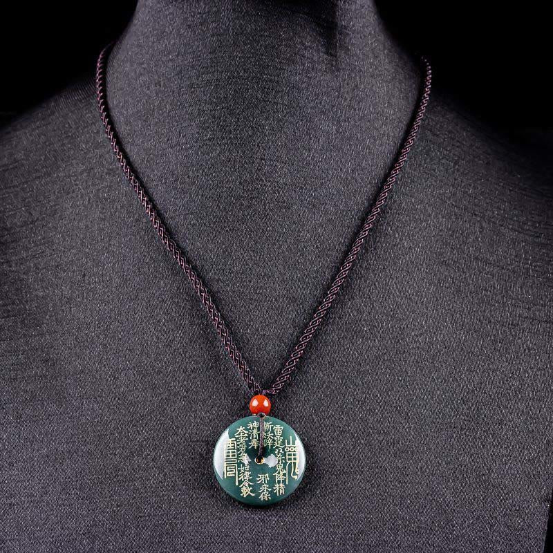 Buddha Stones Collana con ciondolo in giada e fibbia della fortuna "I fantasmi della montagna spendono soldi" - image 3
