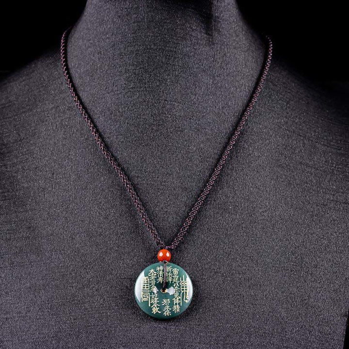 Buddha Stones Collana con ciondolo in giada e fibbia della fortuna "I fantasmi della montagna spendono soldi" - image 3