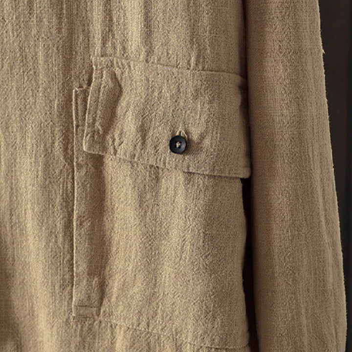 Buddha Stones Camicia da donna in cotone a maniche lunghe con scollo rotondo, tinta unita, bottoni colorati, design autunnale - image 3