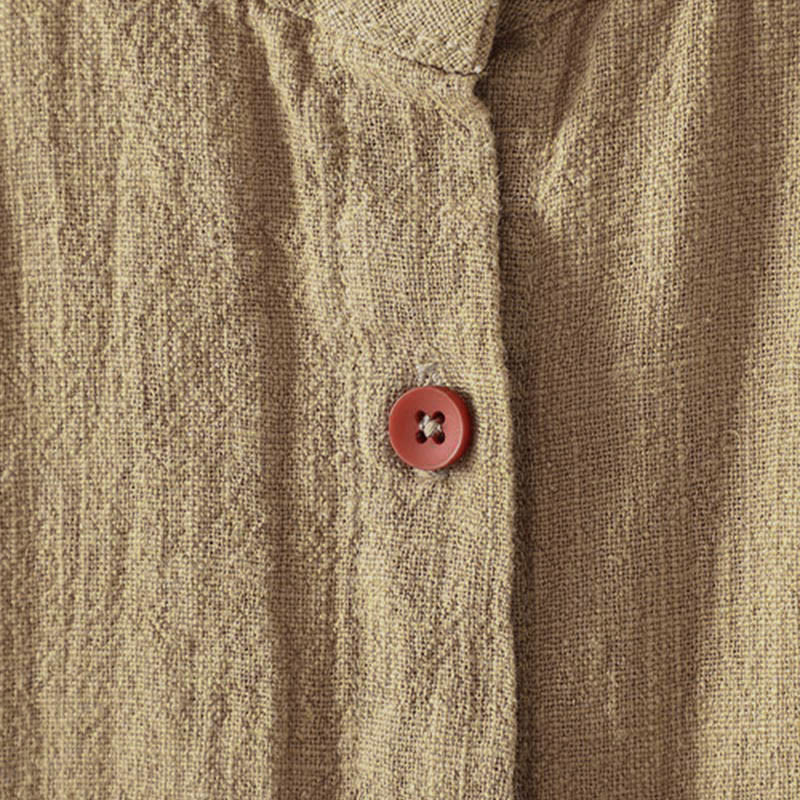 Buddha Stones Camicia da donna in cotone a maniche lunghe con scollo rotondo, tinta unita, bottoni colorati, design autunnale - image 2