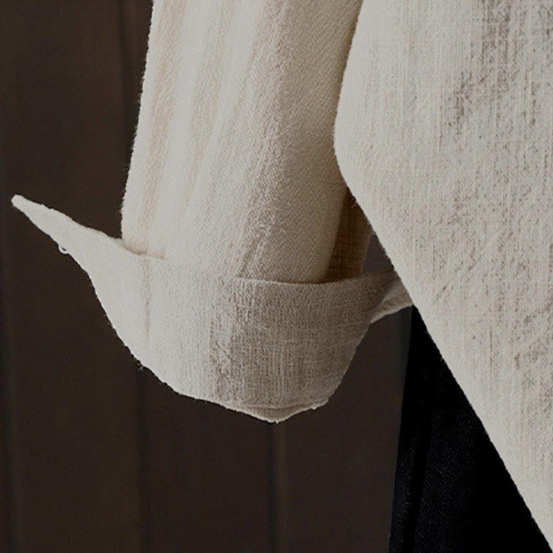 Buddha Stones Camicia da donna in cotone a maniche lunghe con scollo rotondo, tinta unita, bottoni colorati, design autunnale - image 13