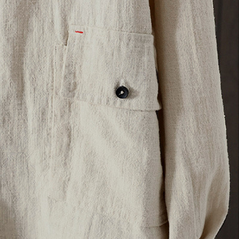 Buddha Stones Camicia da donna in cotone a maniche lunghe con scollo rotondo, tinta unita, bottoni colorati, design autunnale - image 10