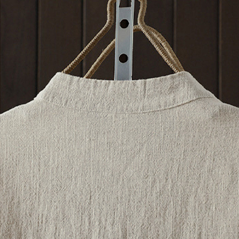 Buddha Stones Camicia da donna in cotone a maniche lunghe con scollo rotondo, tinta unita, bottoni colorati, design autunnale - image 8