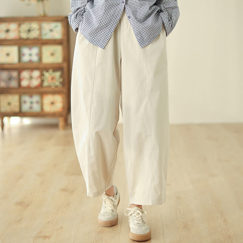 Pantaloni harem da donna alla caviglia con tasche e design semplice a linee geometriche, ispirati Buddha Stones. - Biancheria - US8-10, UK/AU12-14, EU40-42 (2XL) - image 0