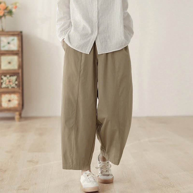 Buddha Stones Pantaloni harem da donna in cotone con tasche e lunghezza alla caviglia, dal design semplice - image 8