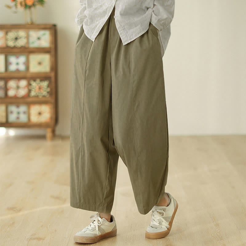Buddha Stones Pantaloni harem da donna in cotone con tasche e lunghezza alla caviglia, dal design semplice - image 10