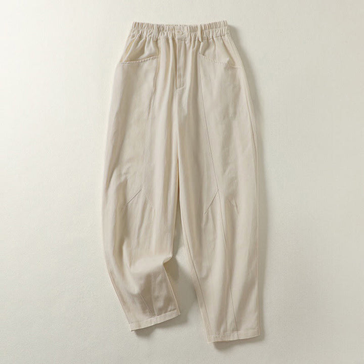 Buddha Stones Pantaloni harem da donna in cotone con tasche, lunghezza alla caviglia, con bottoni e cerniera, stile semplice autunnale - Biancheria - US8-10, UK/AU12-14, EU40-42 (2XL) - image 0