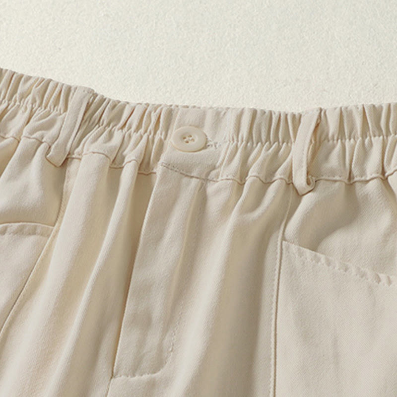 Buddha Stones Pantaloni harem da donna in cotone con tasche, lunghezza alla caviglia, con bottoni e cerniera, stile semplice autunnale - image 1