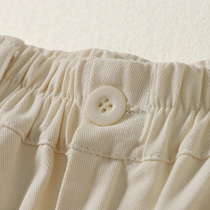 Buddha Stones Pantaloni harem da donna in cotone con tasche, lunghezza alla caviglia, con bottoni e cerniera, stile semplice autunnale - image 2