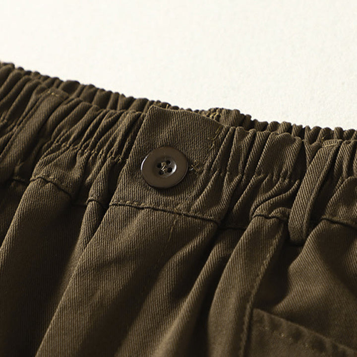 Buddha Stones Pantaloni harem da donna in cotone con tasche, lunghezza alla caviglia, con bottoni e cerniera, stile semplice autunnale - image 8