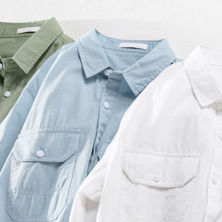 Buddha Stones Camicia estiva da uomo in cotone a maniche corte con bottoni e due tasche decorative - image 18