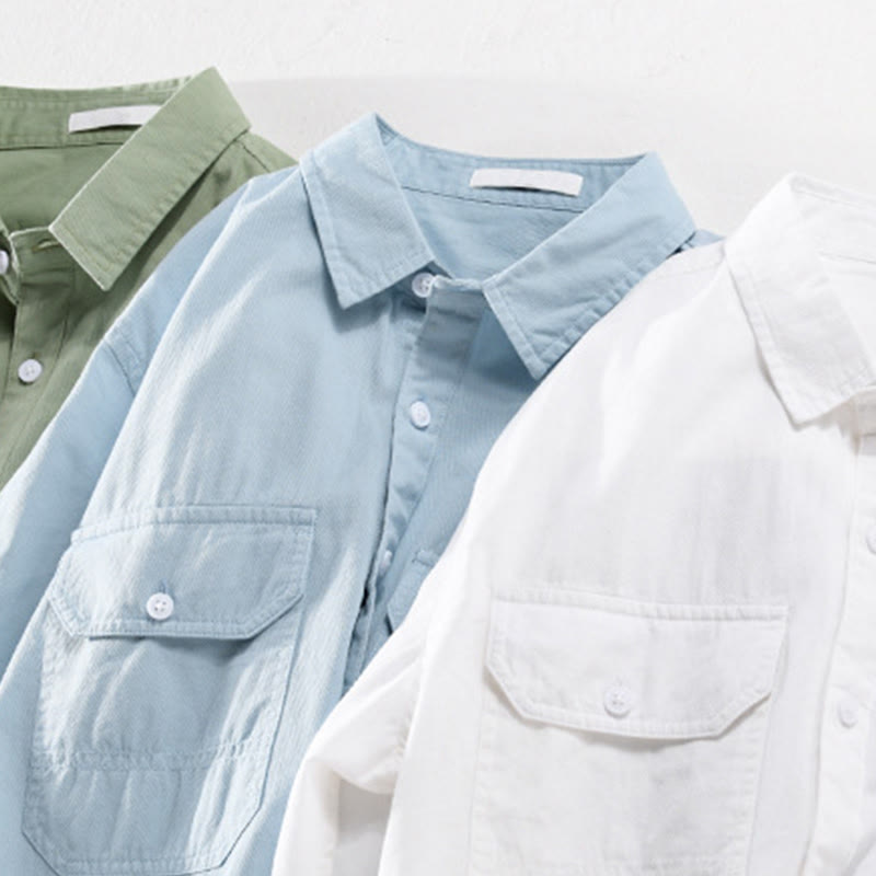 Buddha Stones Camicia estiva da uomo in cotone a maniche corte con bottoni e due tasche decorative - image 18