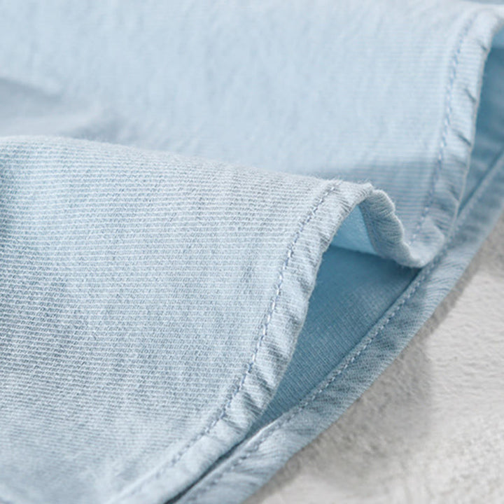 Buddha Stones Camicia estiva da uomo in cotone a maniche corte con bottoni e due tasche decorative - image 4