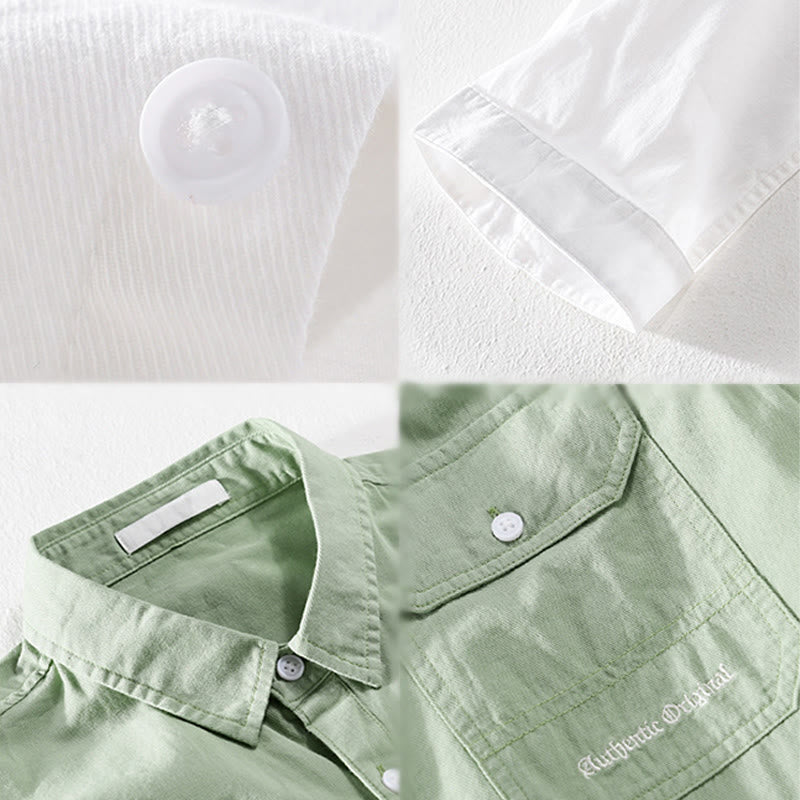 Buddha Stones Camicia estiva da uomo in cotone a maniche corte con bottoni e due tasche decorative - image 21