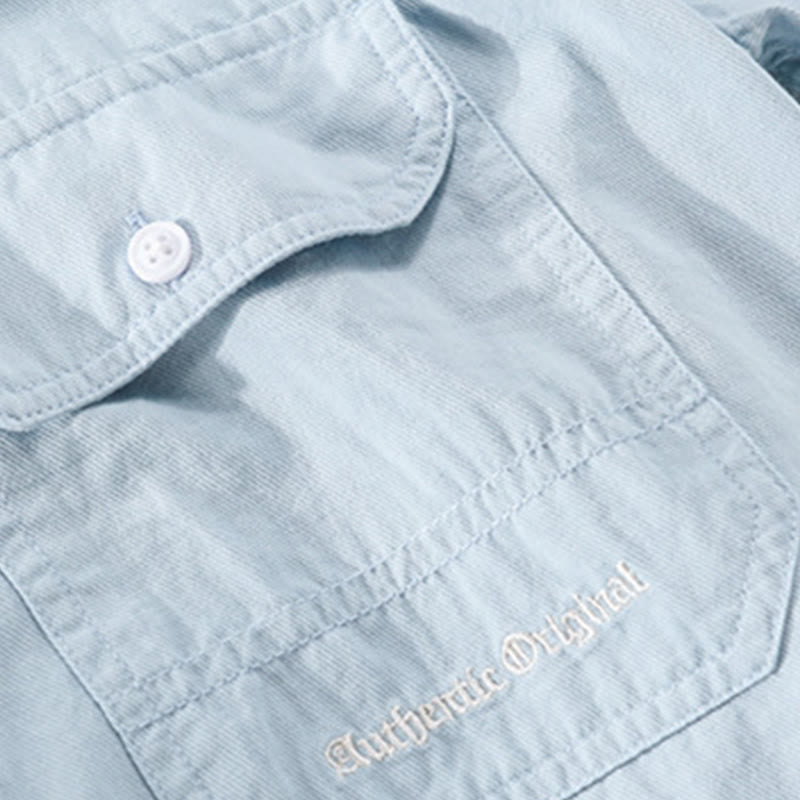 Buddha Stones Camicia estiva da uomo in cotone a maniche corte con bottoni e due tasche decorative - image 3