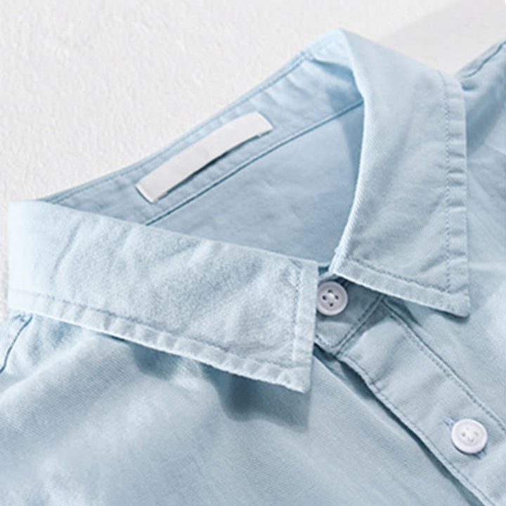 Buddha Stones Camicia estiva da uomo in cotone a maniche corte con bottoni e due tasche decorative - image 2