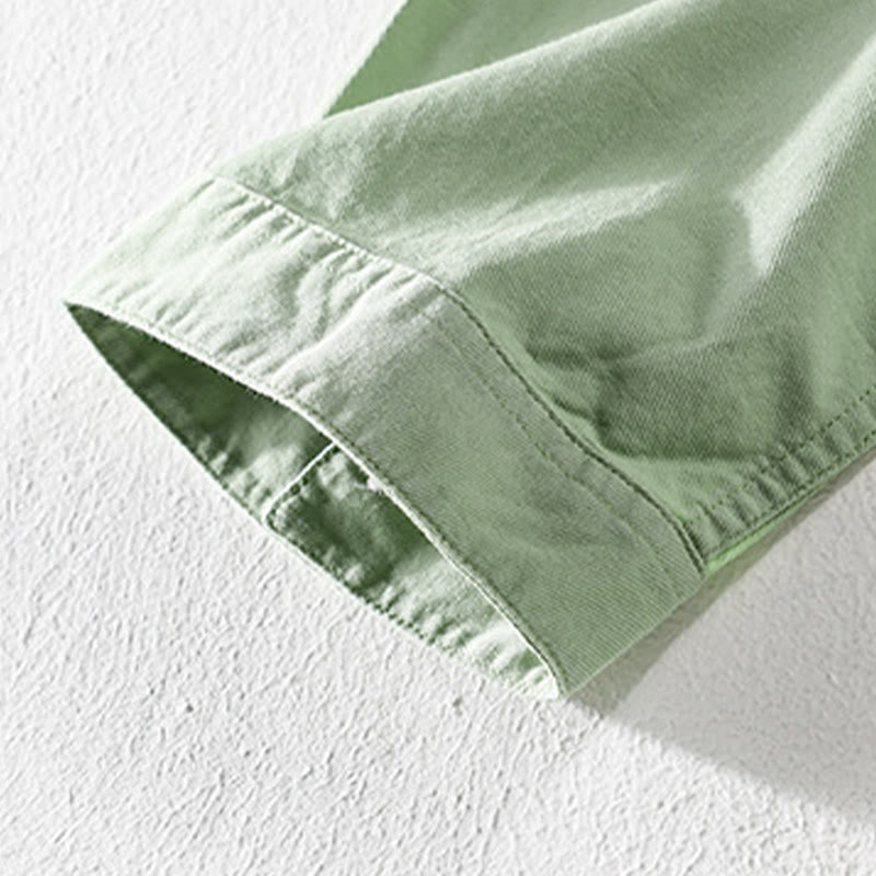 Buddha Stones Camicia estiva da uomo in cotone a maniche corte con bottoni e due tasche decorative - image 11