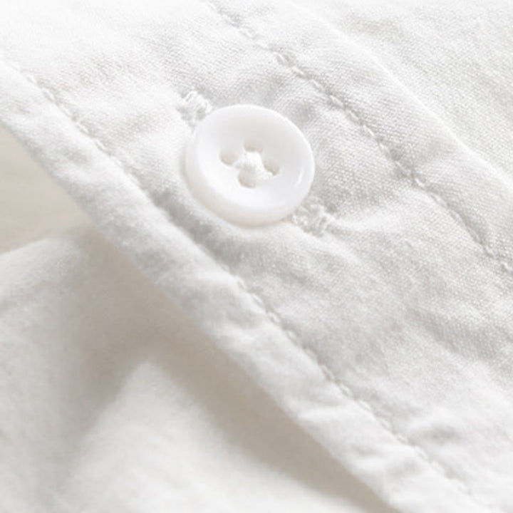 Buddha Stones Camicia estiva da uomo in cotone a maniche corte con ricamo di uccelli e bottoni decorativi - image 8