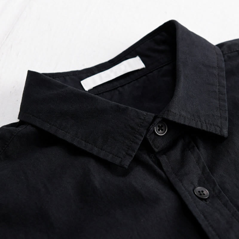 Buddha Stones Camicia estiva da uomo in cotone a maniche corte con ricamo di uccelli e bottoni decorativi - image 12