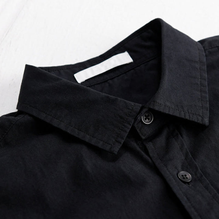 Buddha Stones Camicia estiva da uomo in cotone a maniche corte con ricamo di uccelli e bottoni decorativi - image 12