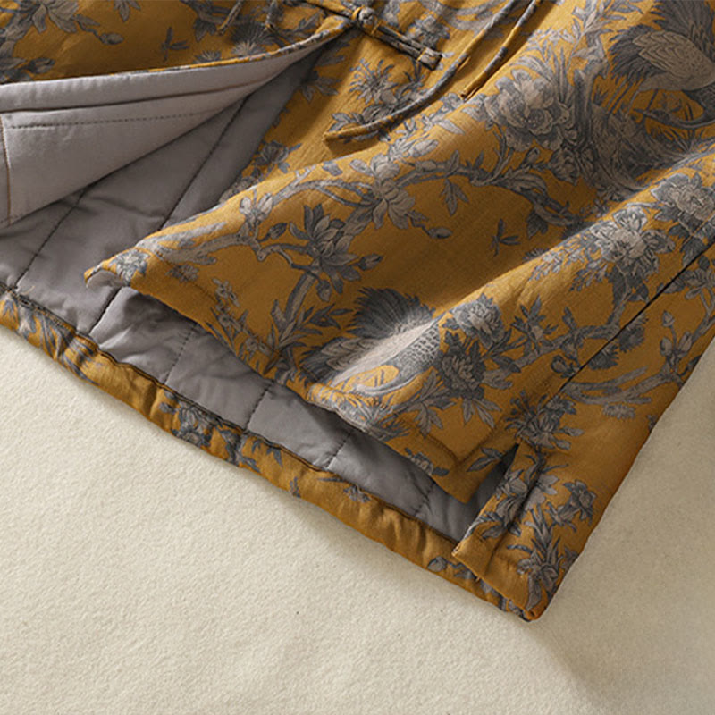 Buddha Stones Gilet senza maniche da donna in cotone con motivo a bottoni e rami di gru e fiori - image 11