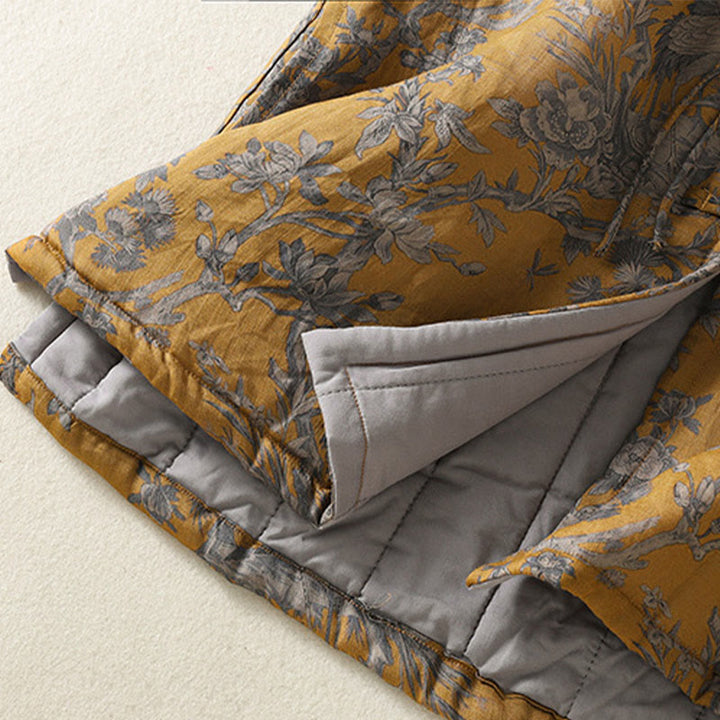 Buddha Stones Gilet senza maniche da donna in cotone con motivo a bottoni e rami di gru e fiori - image 9