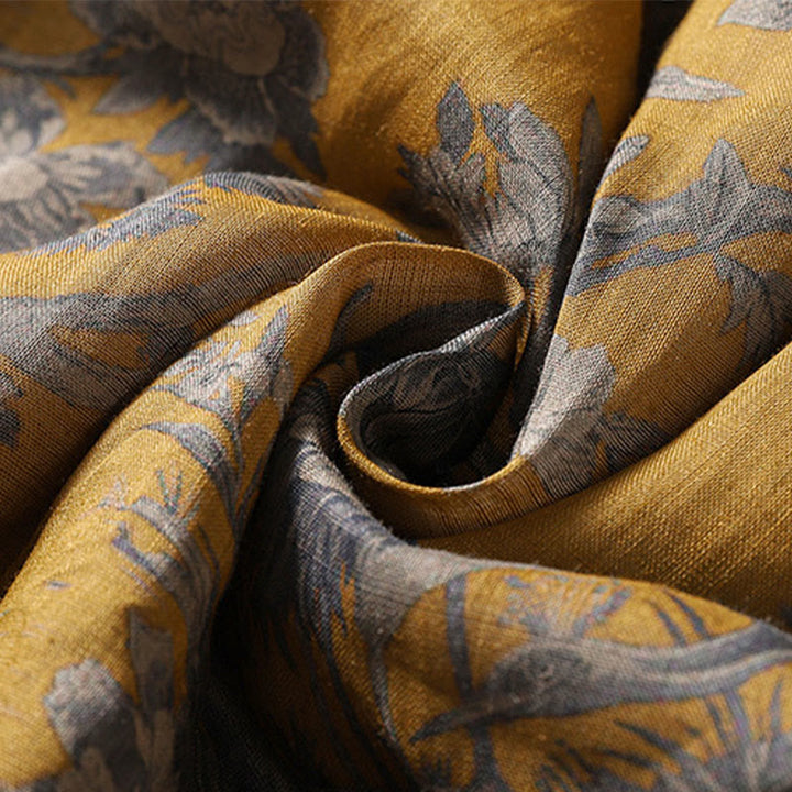 Buddha Stones Gilet senza maniche da donna in cotone con motivo a bottoni e rami di gru e fiori - image 14