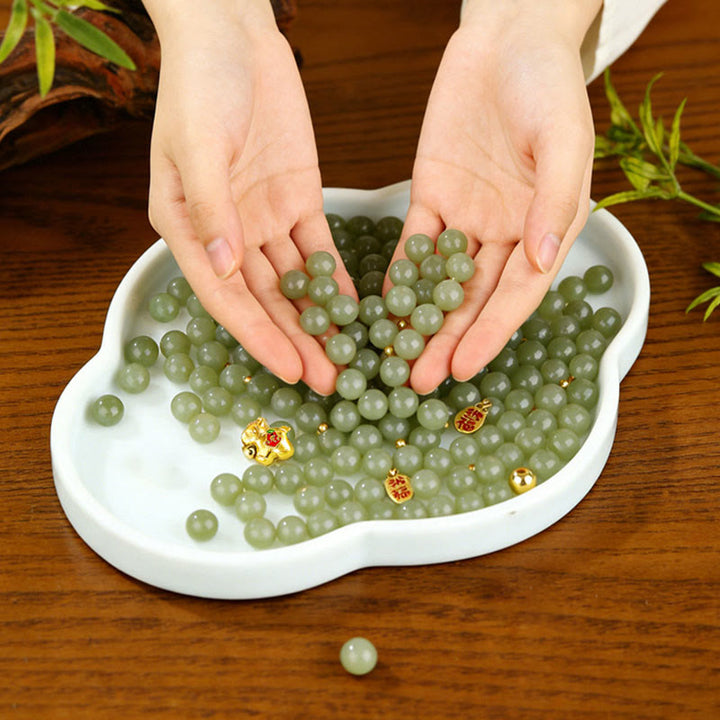 Buddha Stones Bracciale dell'abbondanza in giada di Hetian dell'anno del cavallo - image 11