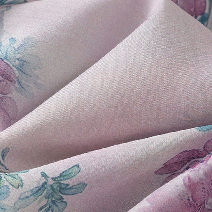 Buddha Stones Camicia da donna in cotone a maniche lunghe con stampa floreale viola autunnale e foglie verdi, bottoni a rana e colletto rialzato - image 11