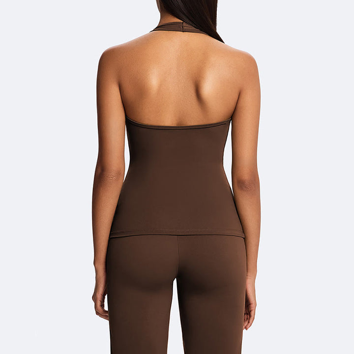 Buddha Stones Top senza maniche senza spalline con scollo all'americana e schiena scoperta, pantaloni a gamba dritta per sport, fitness e yoga - image 2