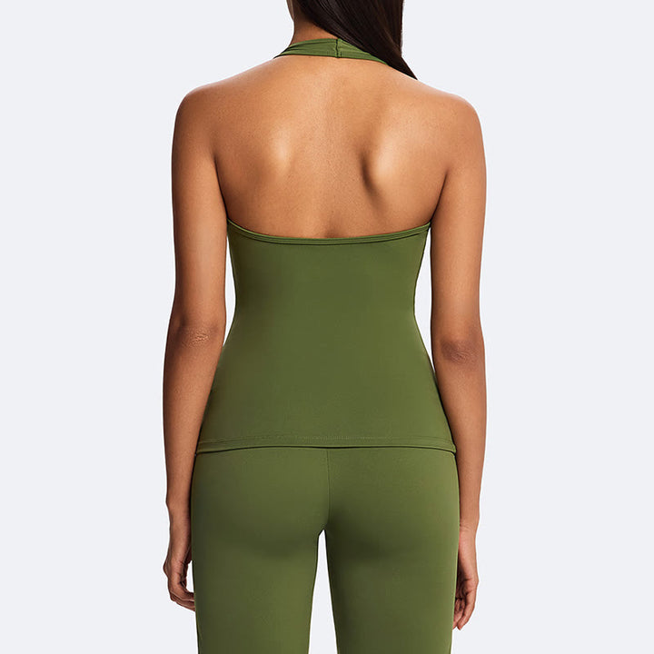 Buddha Stones Top senza maniche senza spalline con scollo all'americana e schiena scoperta, pantaloni a gamba dritta per sport, fitness e yoga - image 9