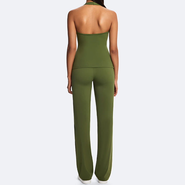 Buddha Stones Top senza maniche senza spalline con scollo all'americana e schiena scoperta, pantaloni a gamba dritta per sport, fitness e yoga - image 16