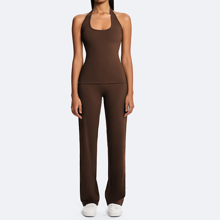 Buddha Stones Top senza maniche senza spalline con scollo all'americana e schiena scoperta, pantaloni a gamba dritta per sport, fitness e yoga - image 6
