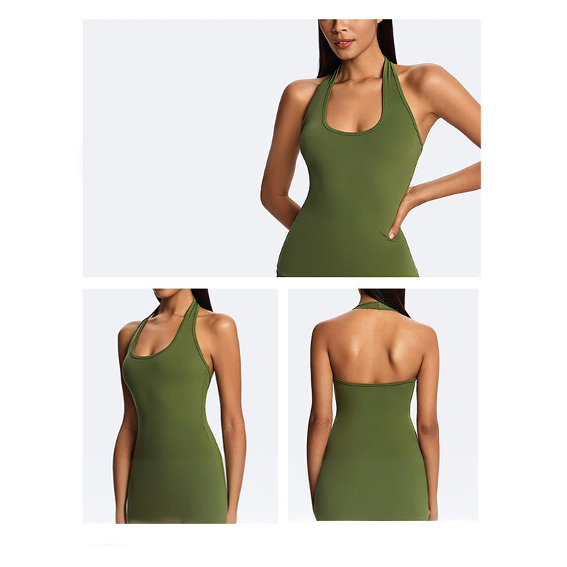 Buddha Stones Top senza maniche senza spalline con scollo all'americana e schiena scoperta, pantaloni a gamba dritta per sport, fitness e yoga - image 18