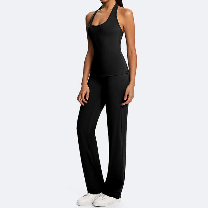 Buddha Stones Top senza maniche senza spalline con scollo all'americana e schiena scoperta, pantaloni a gamba dritta per sport, fitness e yoga - image 25