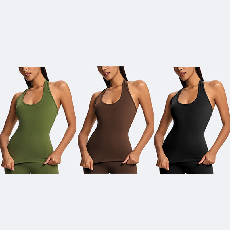 Buddha Stones Top senza maniche senza spalline con scollo all'americana e schiena scoperta, pantaloni a gamba dritta per sport, fitness e yoga - image 27