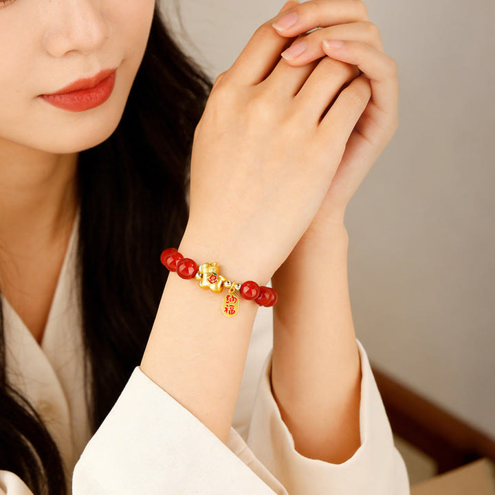 Buddha Stones Braccialetto del successo in agata rossa del sud dell'anno del cavallo - image 3