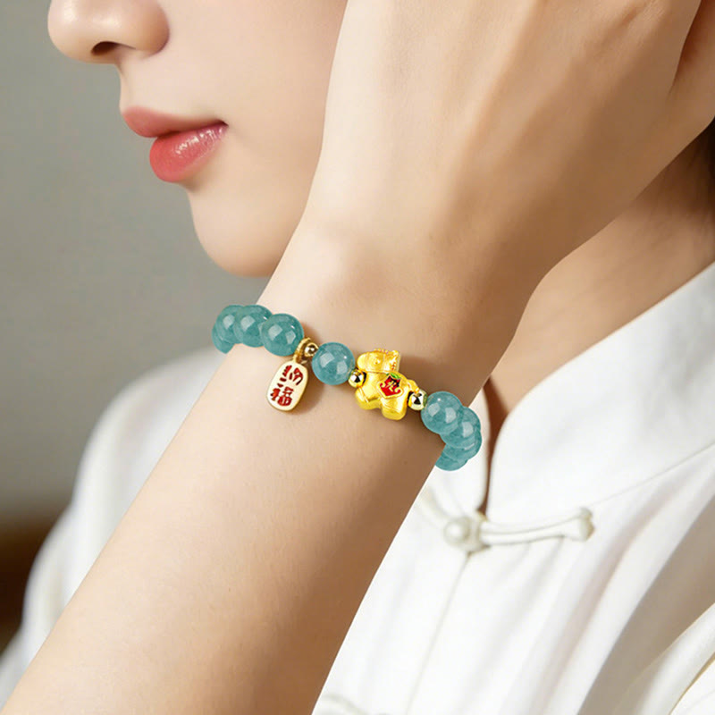 Buddha Stones Braccialetto di giada dell'anno del cavallo, prosperità e abbondanza - image 3