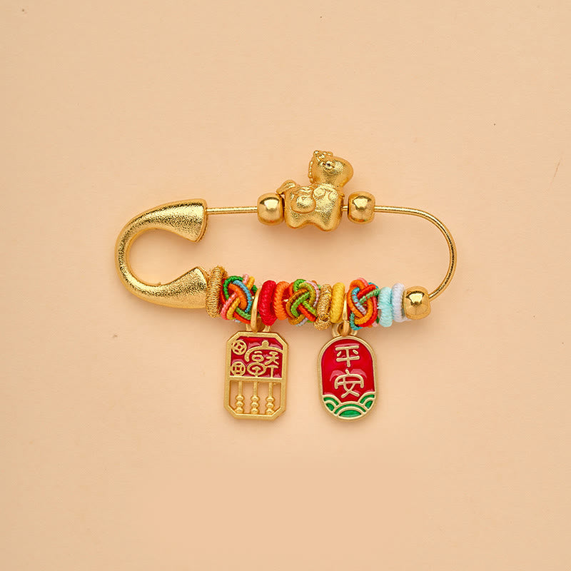 Buddha Stones Spilla portafortuna con fibbia della pace e manico Ruyi, simbolo dell'anno del cavallo Fu, loto, attrae fortuna - Cavallo sicuro - image 2