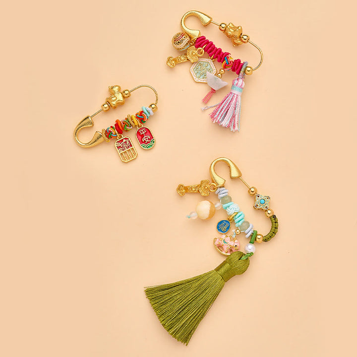 Buddha Stones Spilla portafortuna con fibbia della pace e manico Ruyi, simbolo dell'anno del cavallo Fu, loto, attrae fortuna - image 17