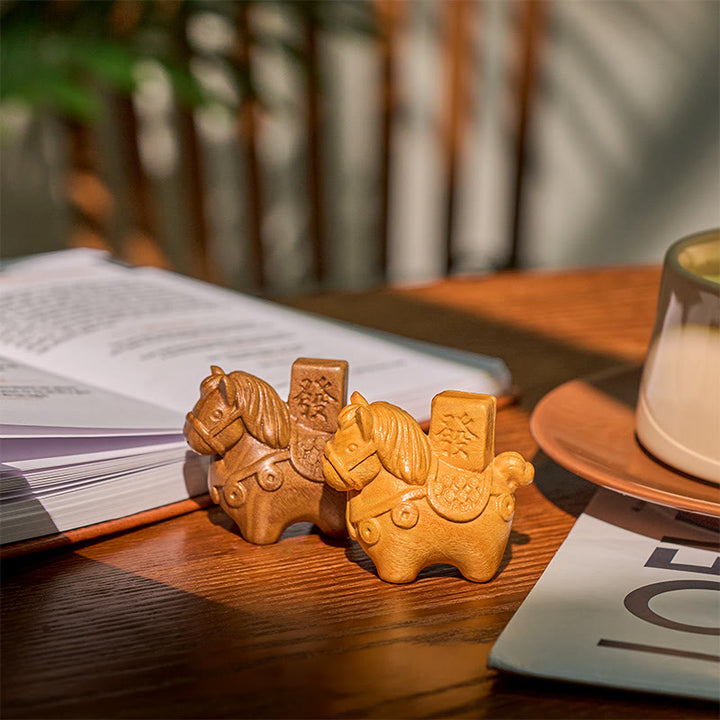 Buddha Stones Anno del Cavallo Arricchisciti Sandalo verde Foglia piccola Sandalo rosso Legno di tiglio Animali Decorazione positiva - image 21