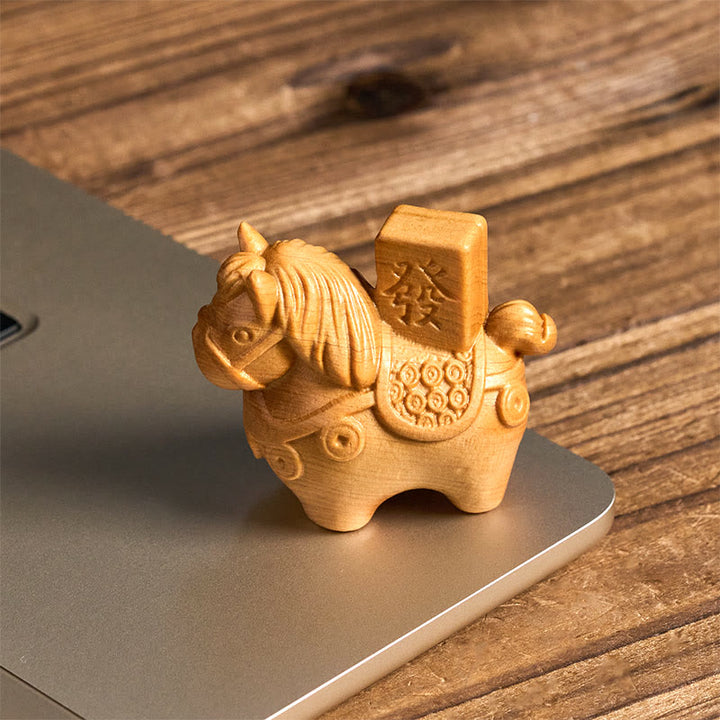 Buddha Stones Anno del Cavallo Arricchisciti Sandalo verde Foglia piccola Sandalo rosso Legno di tiglio Animali Decorazione positiva - image 10