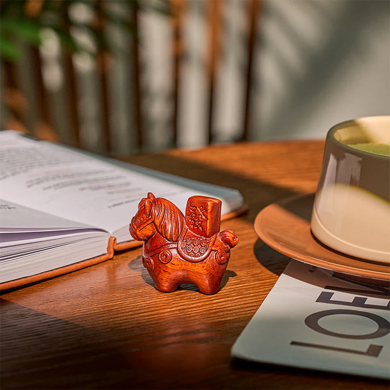 Buddha Stones Anno del Cavallo Arricchisciti Sandalo verde Foglia piccola Sandalo rosso Legno di tiglio Animali Decorazione positiva - image 17